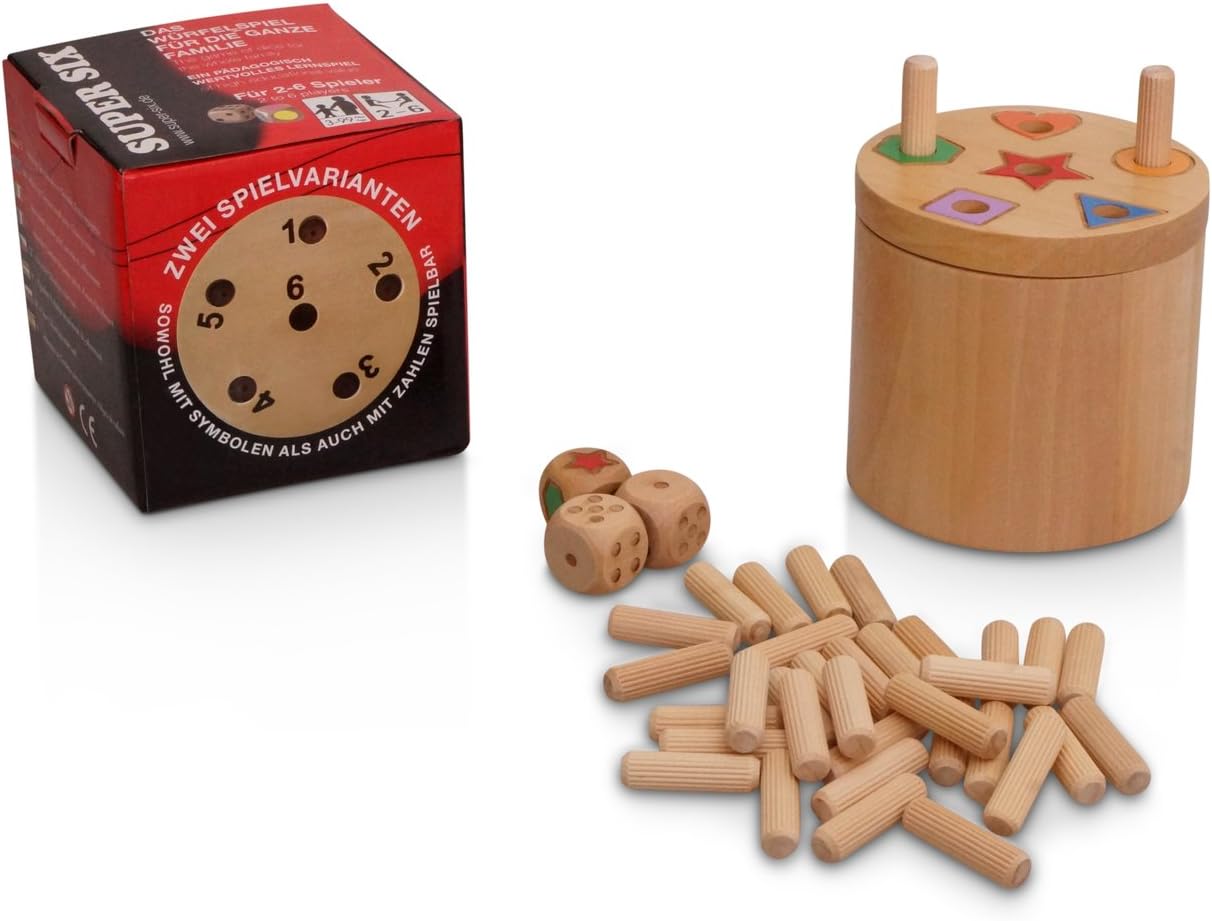 BestSaller 3020 Super Six Wholesalers Top with Underside Icons and Numbers, 10 X 10 cm, Nature, Ø 10 cm