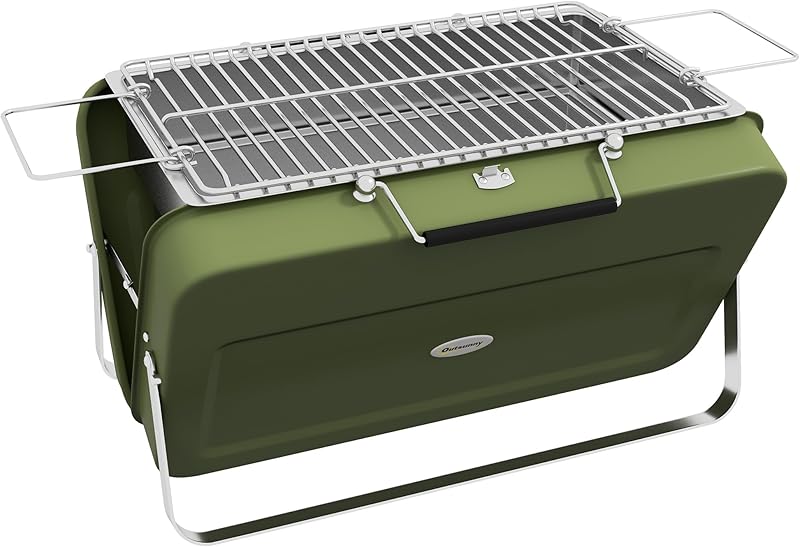 Outsunny Mini barbecue à charbon BBQ portable avec coque de valise barbecue de table pliable pour ja
