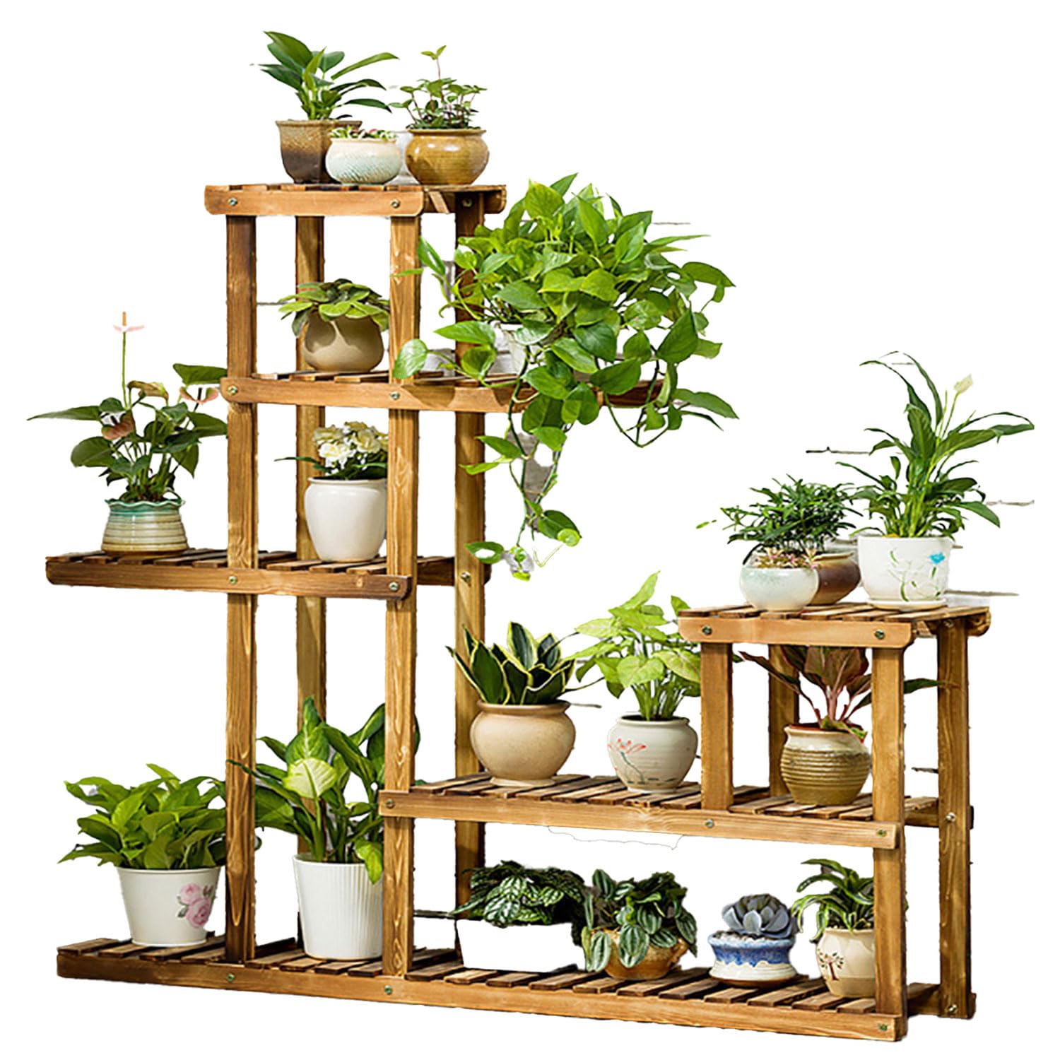 Neo 5-Tier Wooden Plant Stand for Balcony Indoor Garden & Patio Outdoor Flower Shelf Display Rack