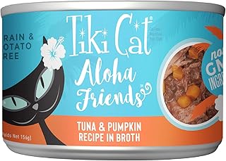 Tiki Cat Aloha Friends, Tuna & Pumpkin, Grain-Free & High Moisture, Wet Cat Food for All Life Stages 5.5 oz. Cans (Case of 8)