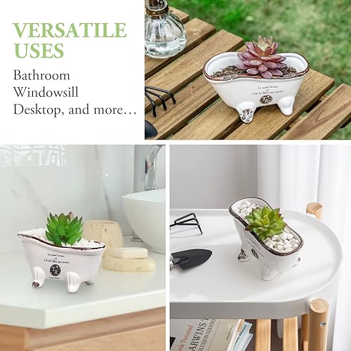 Miniatura 4 de Maceta de porcelana blanca estilo francesa, vintage, jabonera