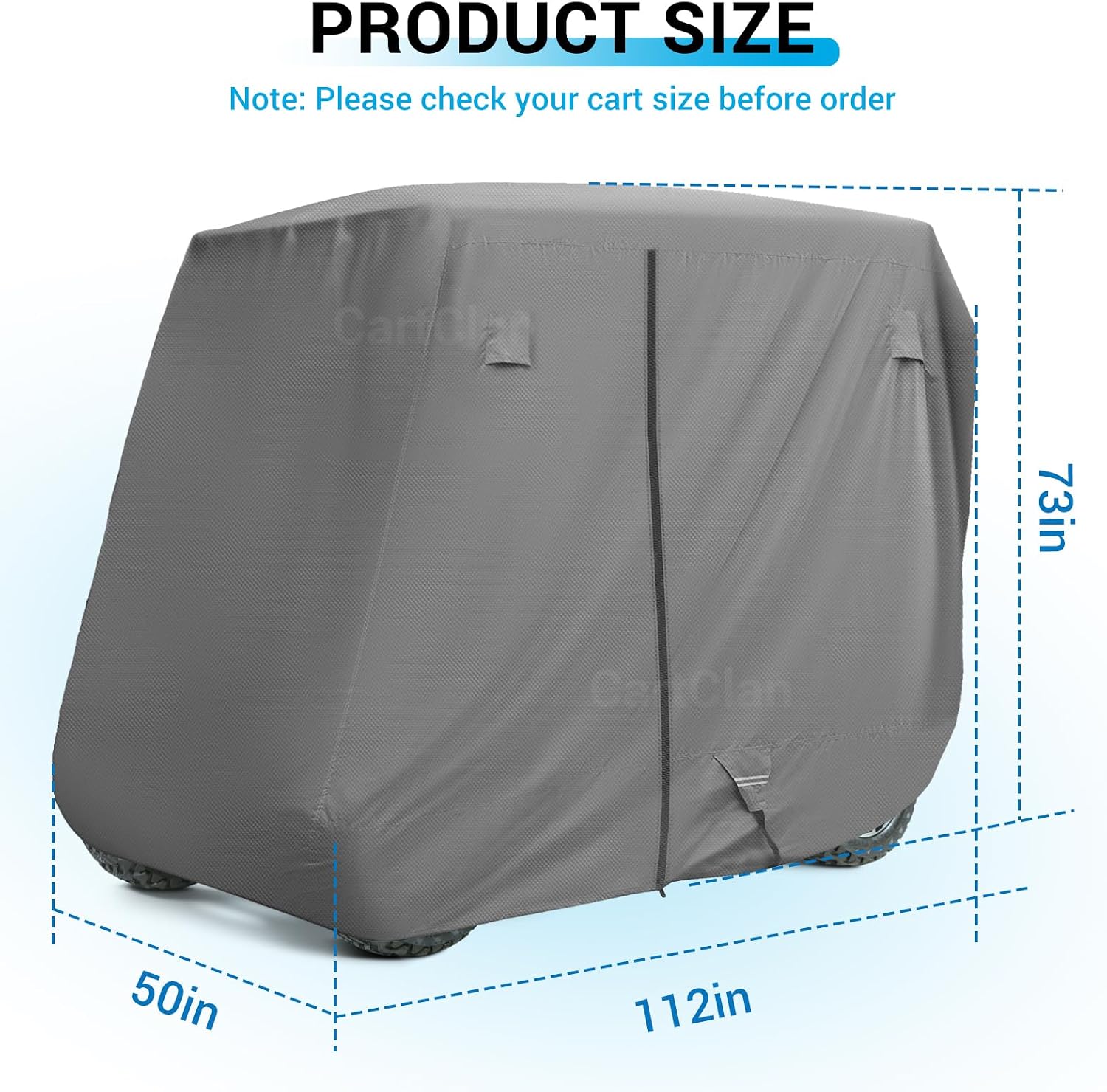 Universal Golf Cart Cover, 420D Waterproof Windproof Golf Cart Cover with Storage Bag, Suitable for Most 2/4 Passenger EZGO, Yamaha, Club Car Golf Carts, Grey