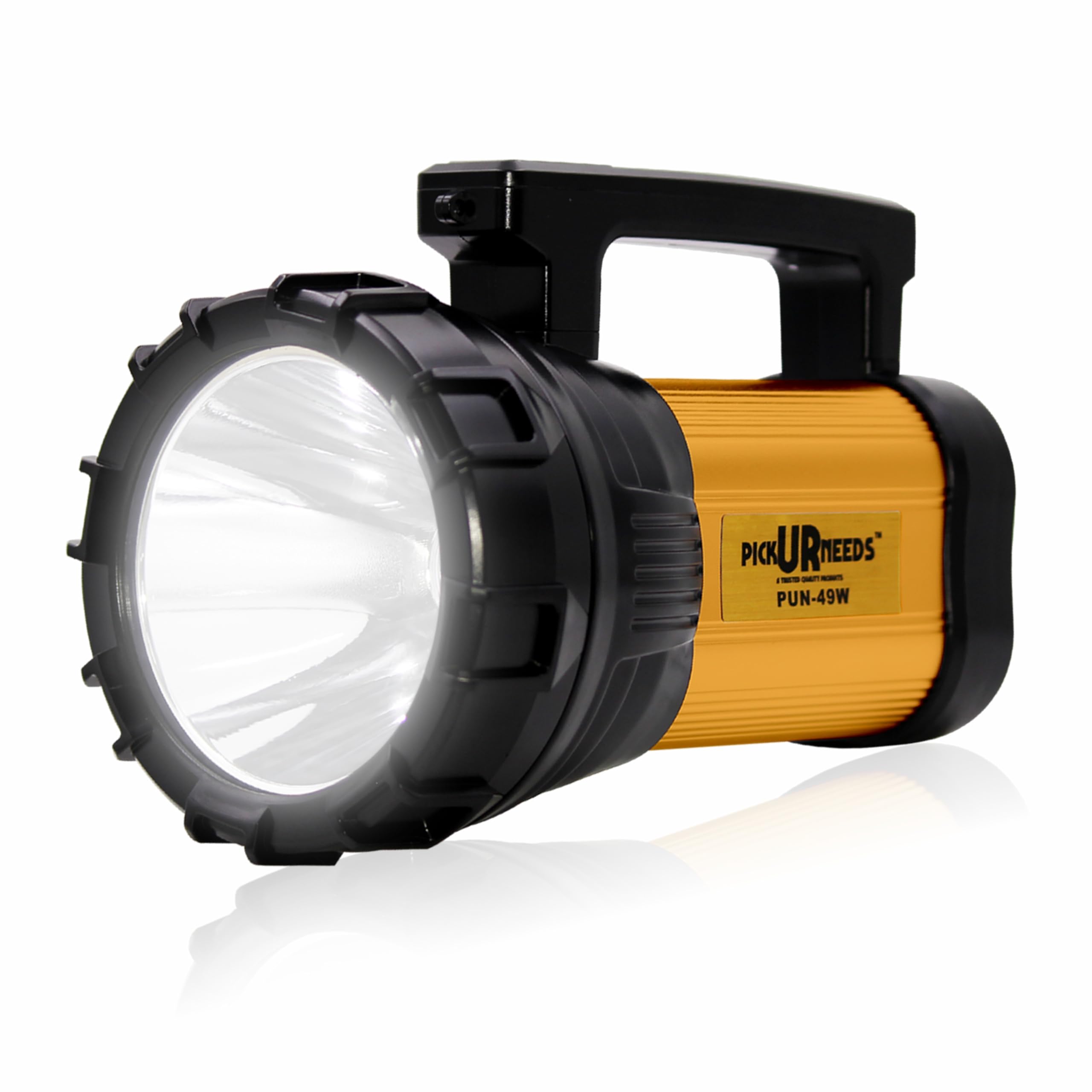 Pick Ur Needs Search Long Range Torch LED Light Blinker Rechargeable Handheld 100Watt with Multi Functional (Gold) (B0D7D1XVMM) Amazon Price History, Amazon Price Tracker