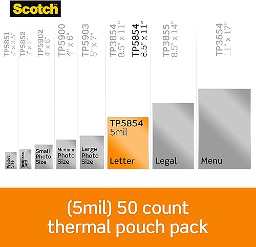 Miniatura 2 de Scotch Thermal Laminating Pouches Premium Quality, 5 Mil Thick for Extra Protection, 50 Pack Letter Size Laminating Sheets, Our Most Durable