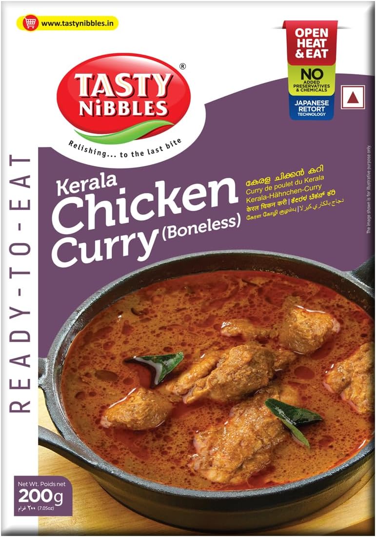 - Ready to Eat Kerala Chicken Curry (Boneless) 200g [Pack of 1] | Open Heat & Eat | No Food Additives Added | Japanese Retort Technology