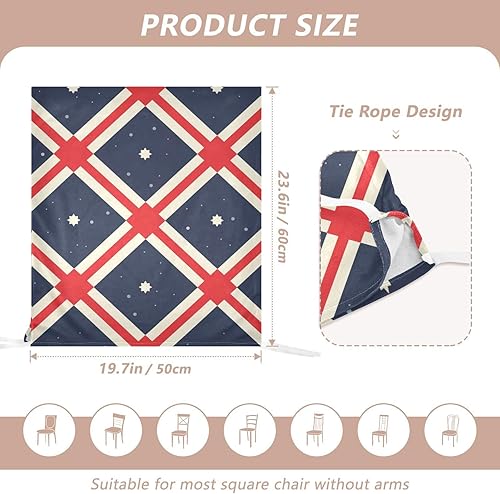 Miniatura 3 de Juego de 6 fundas decorativas para sillas de comedor con patrón geométrico azul, rojo y blanco para fiesta de cumpleaños, funda de taburete suave