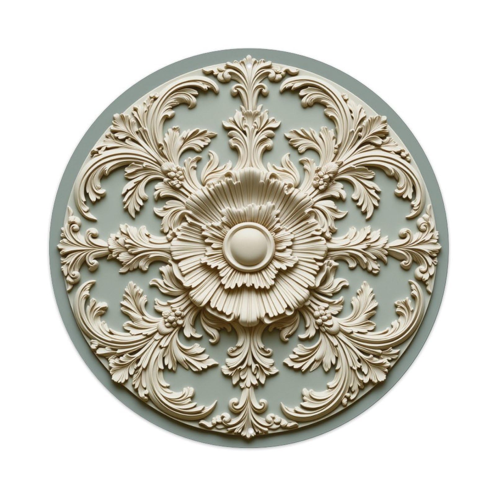 Ornate Floral Symmetrical Design Pattern Round Tin Sign Vintage Metal Poster, Home Bar Garage Man Cave Cafe Indoor & Outdoor Wall Decoration 8x8Inches