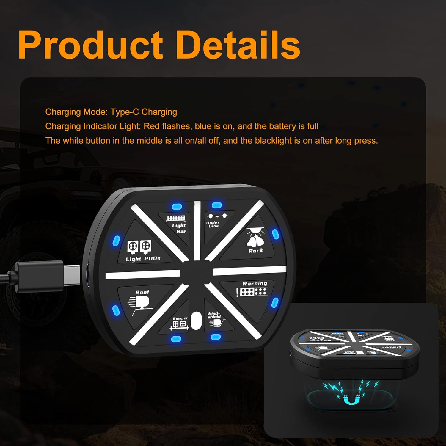 Joinfworld 8 Gang Switch Panel Universal Circuit Control Relay System Box Automotive Rechargeable Remote Wireless Control Panel with On-Off Blue LED for Car Truck Boat UTV SUV RV