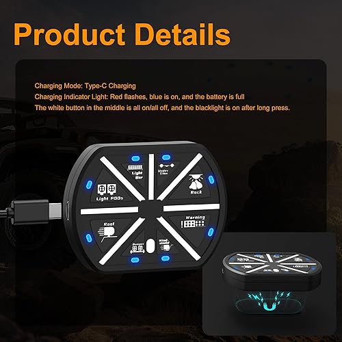 Vista 4 de Joinfworld Panel de Interruptores de 8 Posiciones Sistema de Relé de Control de Circuito Universal Caja Automotriz Recargable Panel de Control