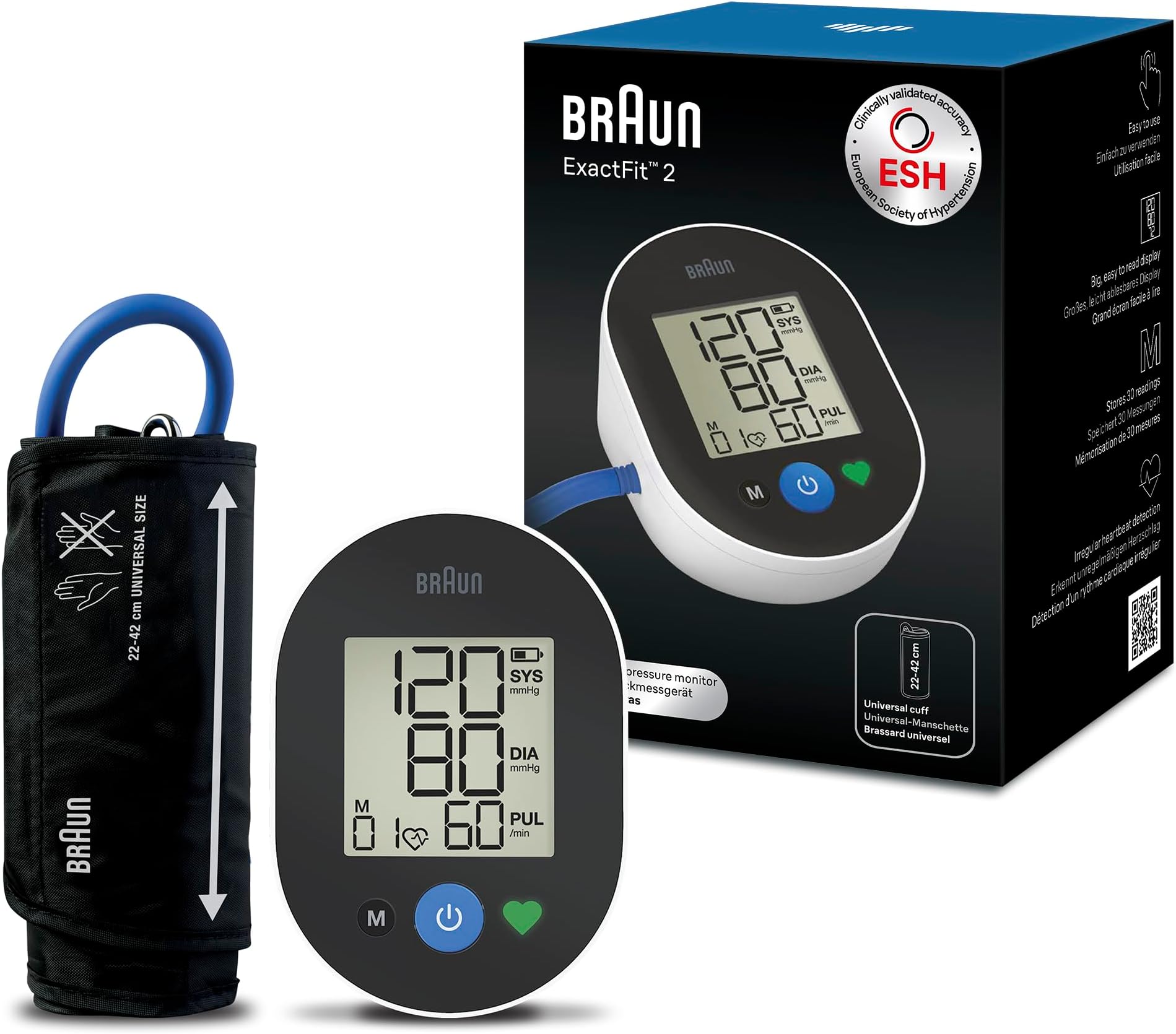 – ExactFit™ 2 Upper arm Blood Pressure Monitor | Clinically Validated Accuracy | Colour-Coded Indicator| Universal Cuff | for Home Use | BUA4050