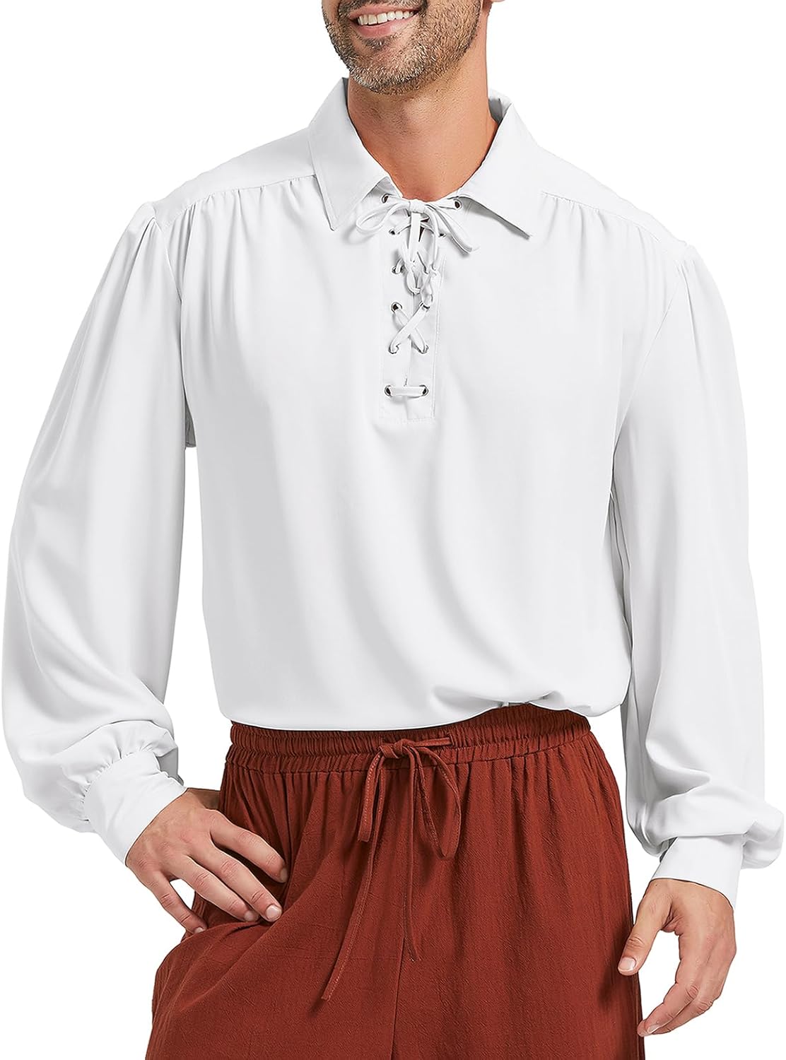 Pirate Shirt Men Renaissance Faire Costume Medieval Victorian Shirt Vampire Gothic Steampunk Costume Halloween Cosplay Tops - Image 3