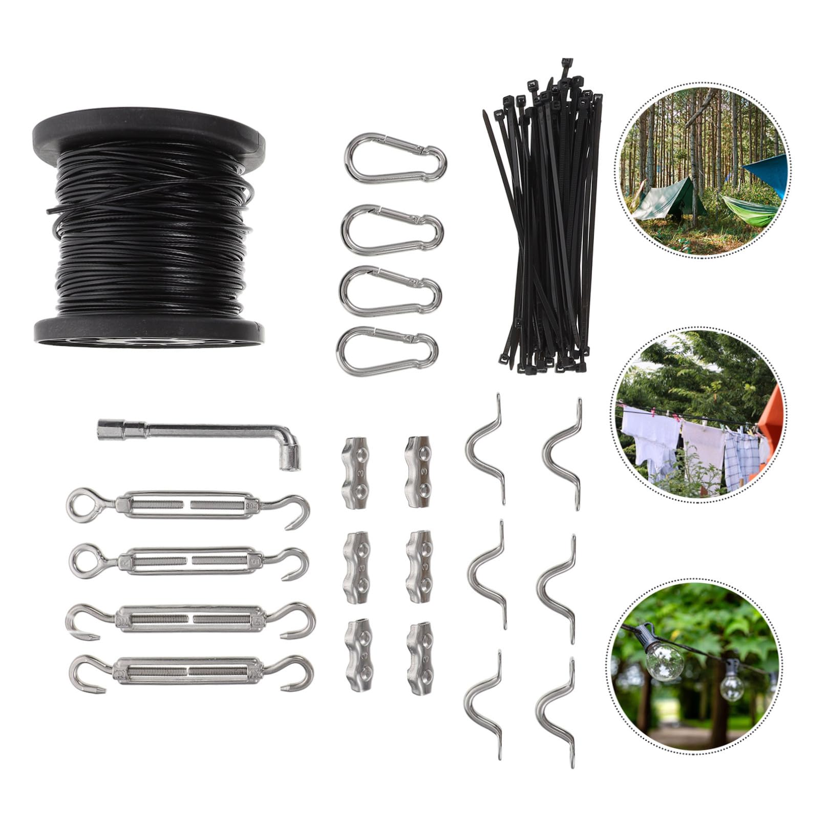Edelstahl Outdoor Lichterketten Aufhängeset mit Verstellbarer Spannung und Einfache Installation für Zelte und Außenanwendungen Pvc und Edelstahl Material