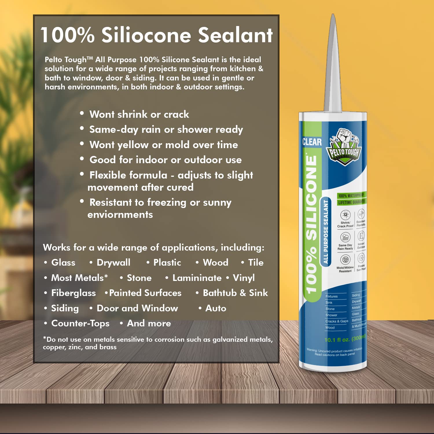 Buy Clear Silicone Sealant + Caulk Gun + Caulking Tool Kit All