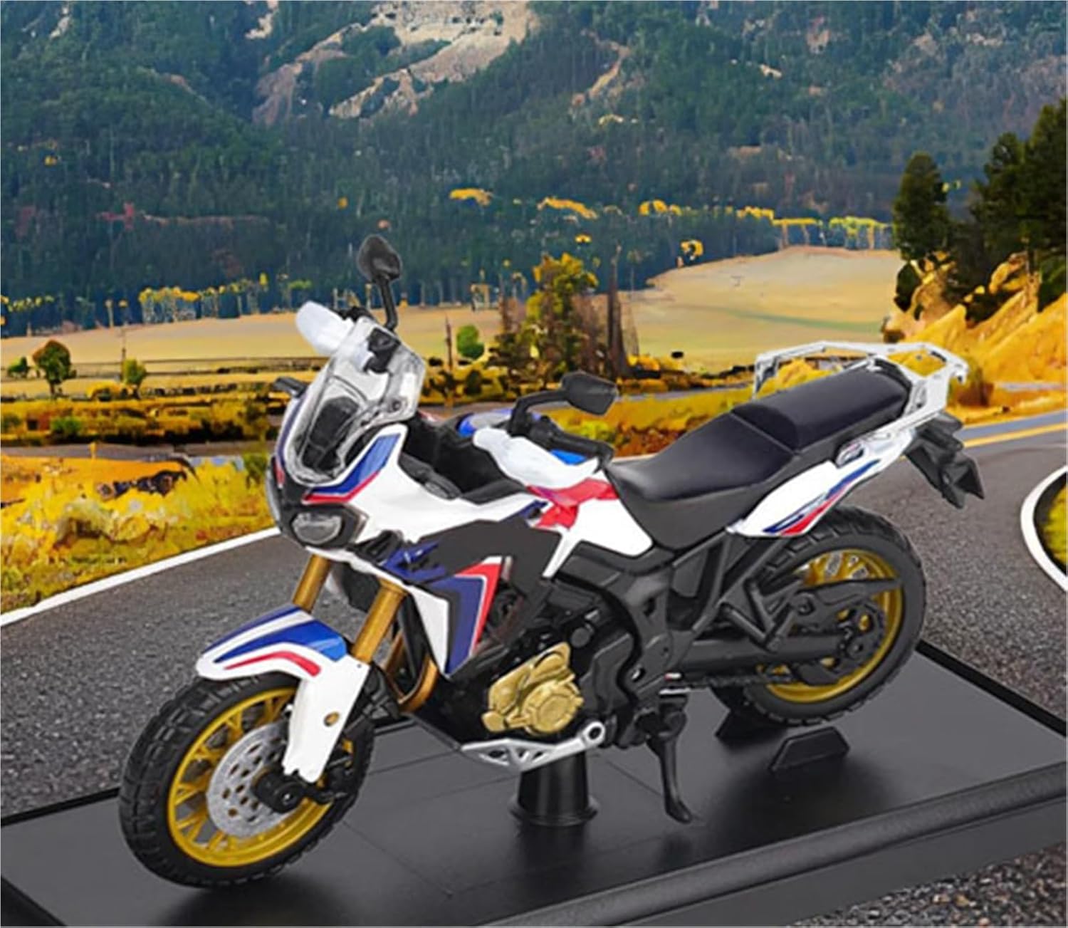 Collection 1/18 Motorcycle Model Diecasts Portable Racing Finger Motobike Simulation Collection Toys for H-ONDA for Africa Twin DCT(White)