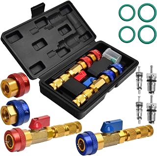 LEONTOOL AC-Ventilkern-Entfernungswerkzeug R134a R1234yf R22 Hoch-Niederdruck-Schnellmontage-Kit für Kfz-Klimaanlagen, Standard- und Schrader-Ventil