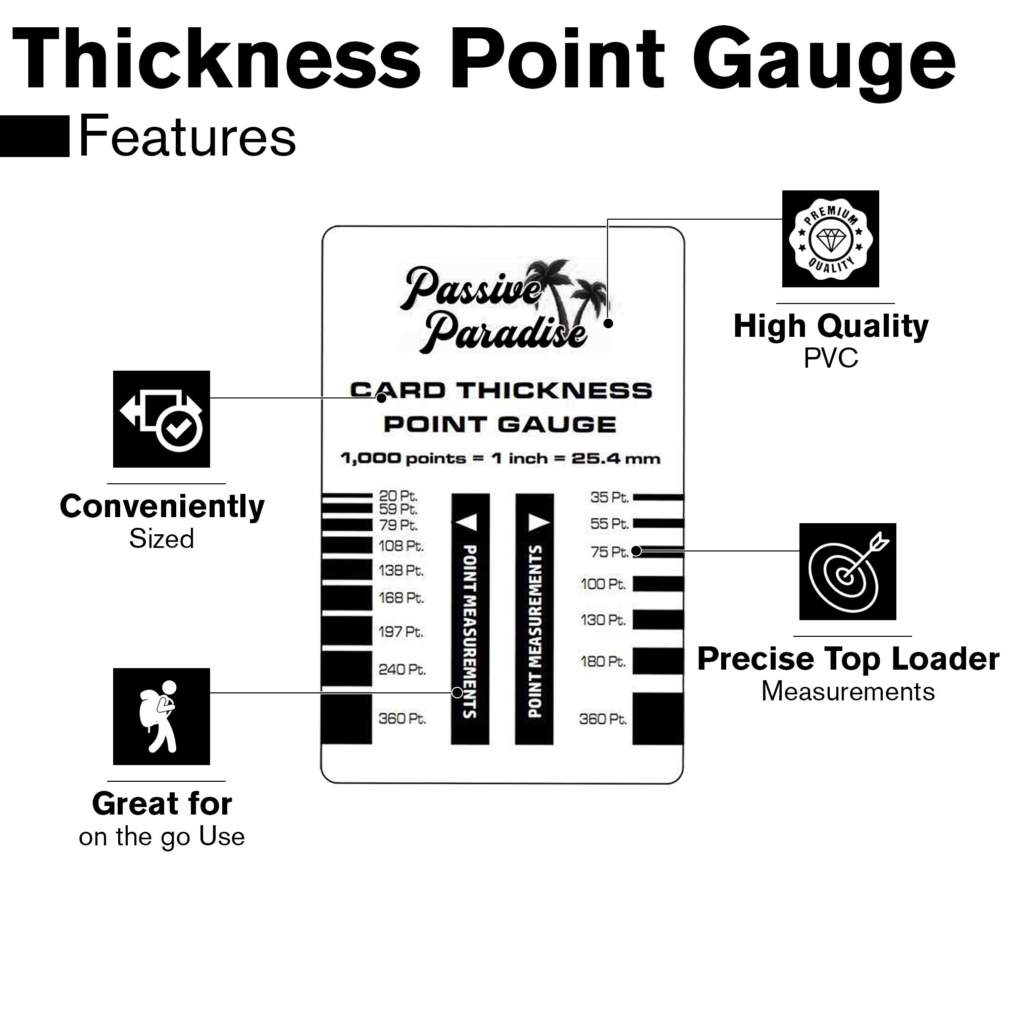 Passive Paradise Card Thickness Point Gauge Tool - Trading Card Top Loader  & Magnetic Card Holder Thickness Measuring Guide : Arts, Crafts & Sewing -  Amazon.com