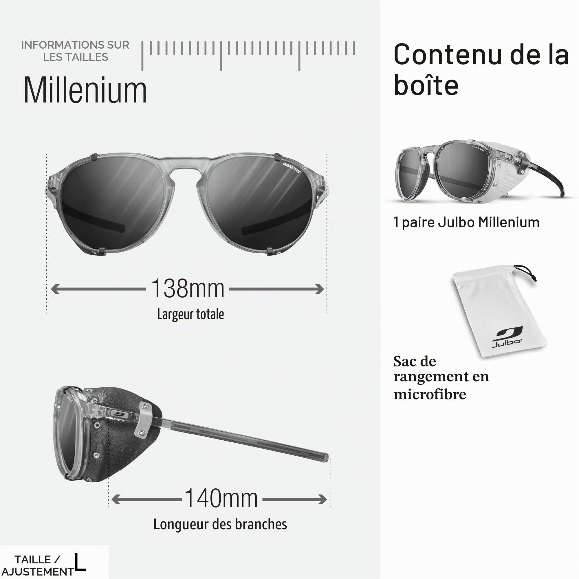 Julbo MILLENIUM Lunettes de soleil alpinisme, randonnée, trekking, voile Adulte Mixte