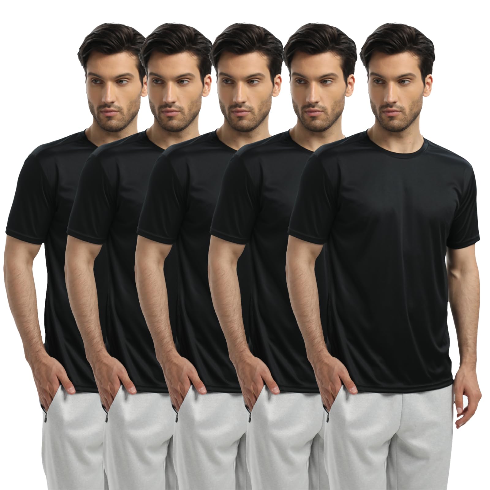 Men's T-Shirts,5/6 Packs Quick Dry Short Sleeve T-Shirt Lightweight Workout T Shirts for Gym,Athletic,Running