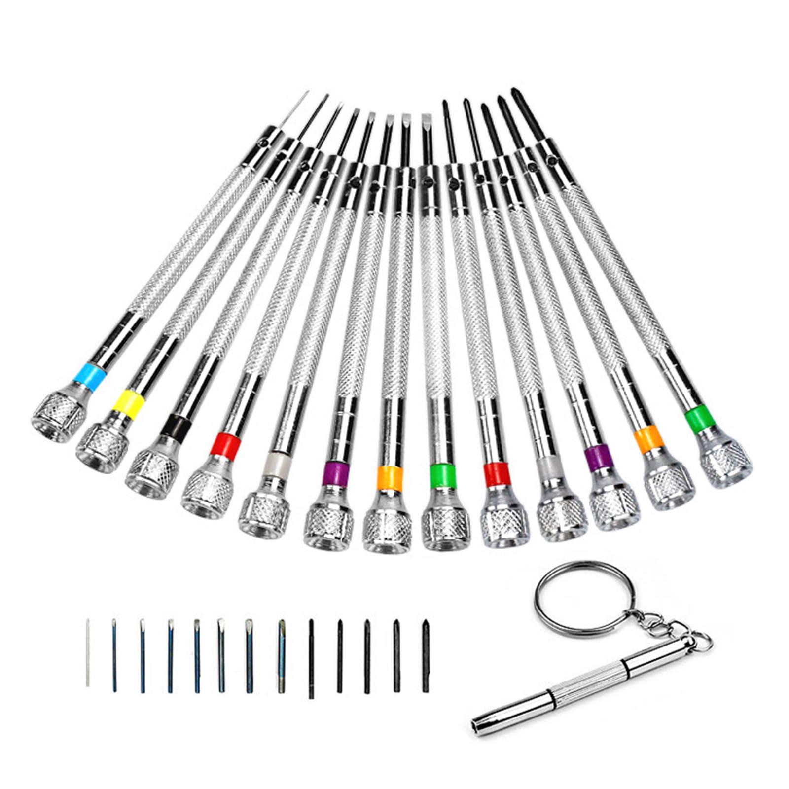 Tsophreniq Ergonomic 13-Tool Screwdriver With Bright Color Coding For Phone, Jewelry & Miniature Device Maintenance Watch Repair Screwdriver