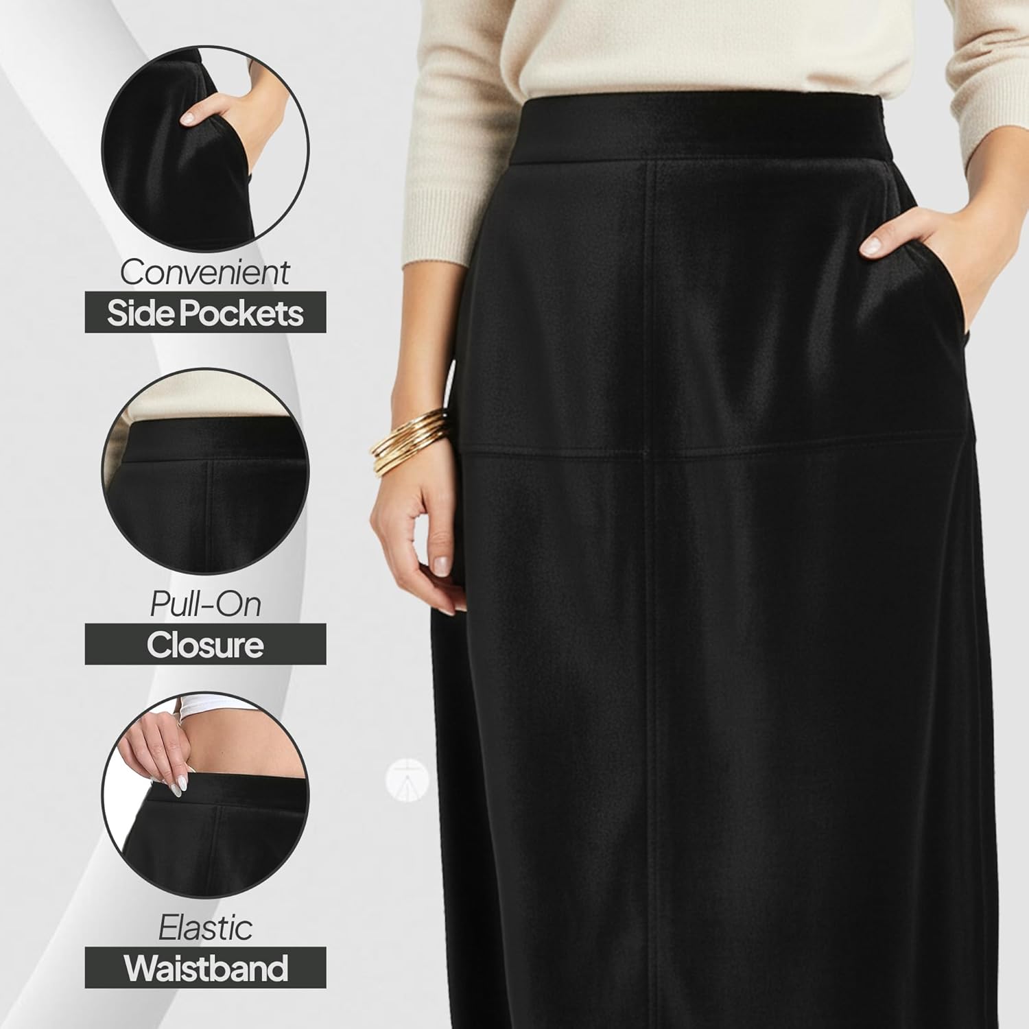 Women’s Faux Leather Midi Skirt – High Waisted Stretch PU – A-Line or Pencil – Office & Casual – S to XL - Image 4