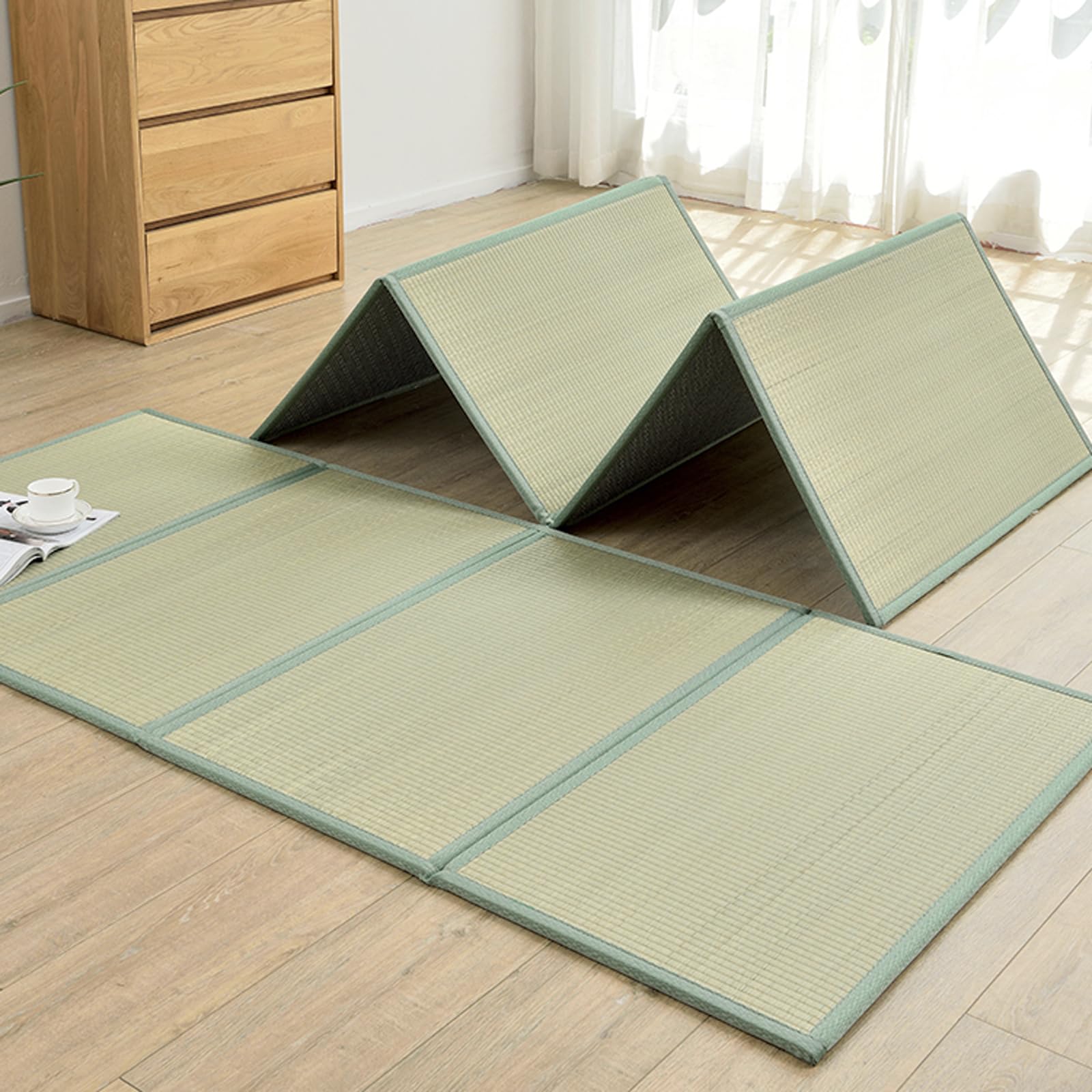 Tatami Tapis de sol japonais pliable avec dos antidérapant et respirant pour salon, salle de jeux, méditation et salon de thé
