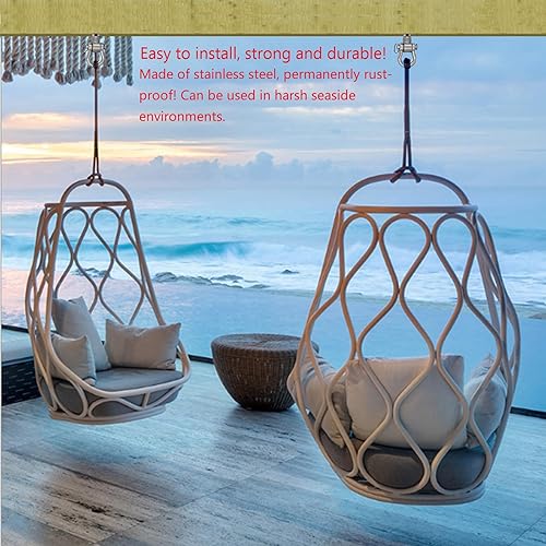 Miniatura 6 de 4 ganchos de columpio de rodamientos permanentes antioxidantes, resistentes a la oxidación, columpio de 180 , capacidad de 1500 libras, hamaca para