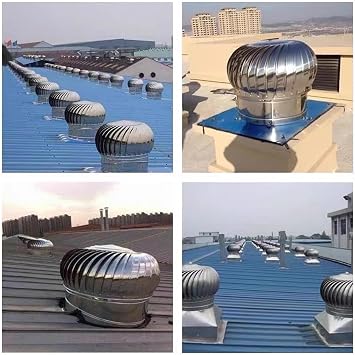 Stainless Steel Roof Ventilator, Wind-Driven Turbine Exhaust Ventilator/Roof Cap Vent/Attic Air Vent Ventilating Fan, Non Power Roof Ventilator (Size : 500MM/19.6IN)