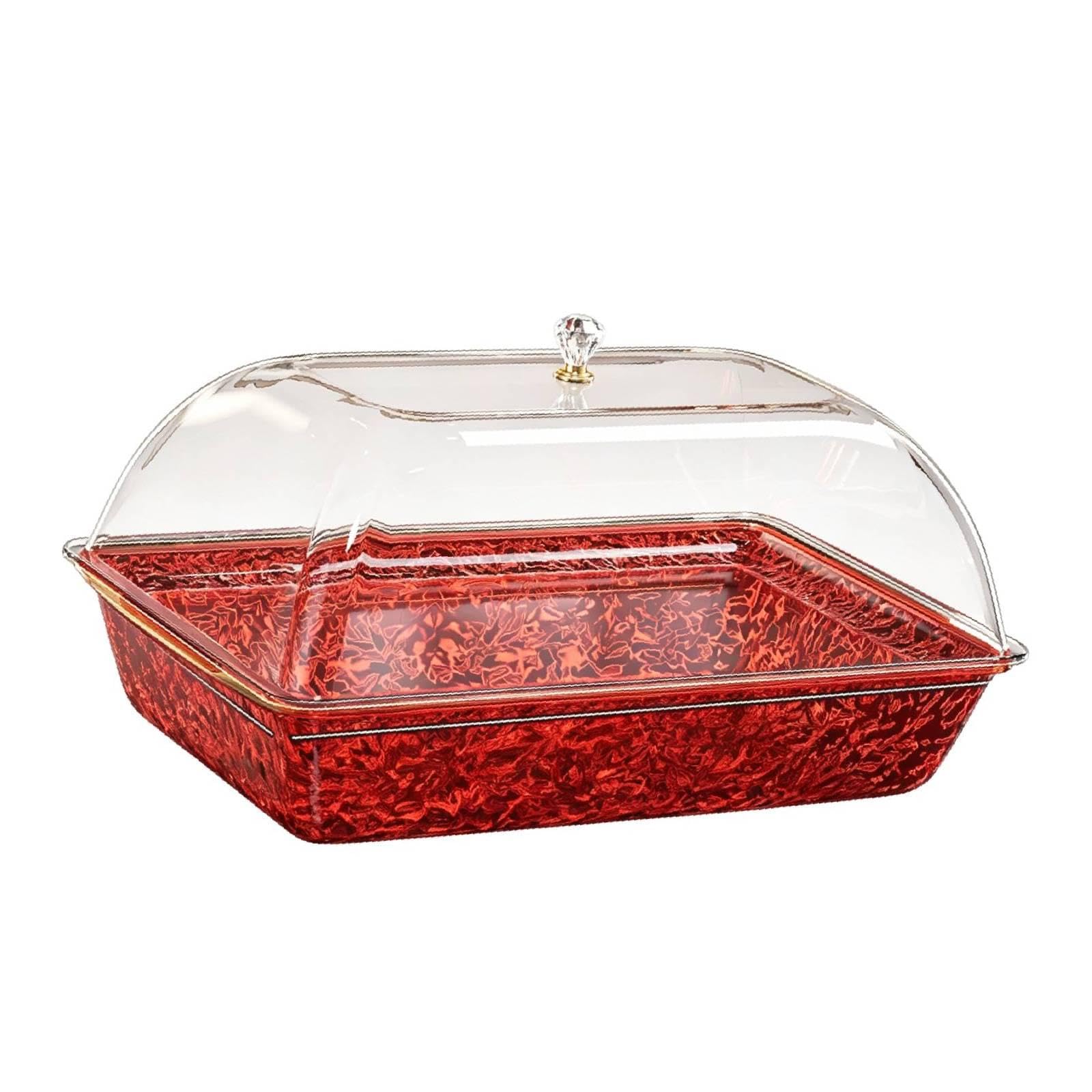 Vassoio per Servire Vassoio Portavivande con Coperchio Ermetico Portata Grande Rettangolare in PETG Design Pratico Adatto, Rosso