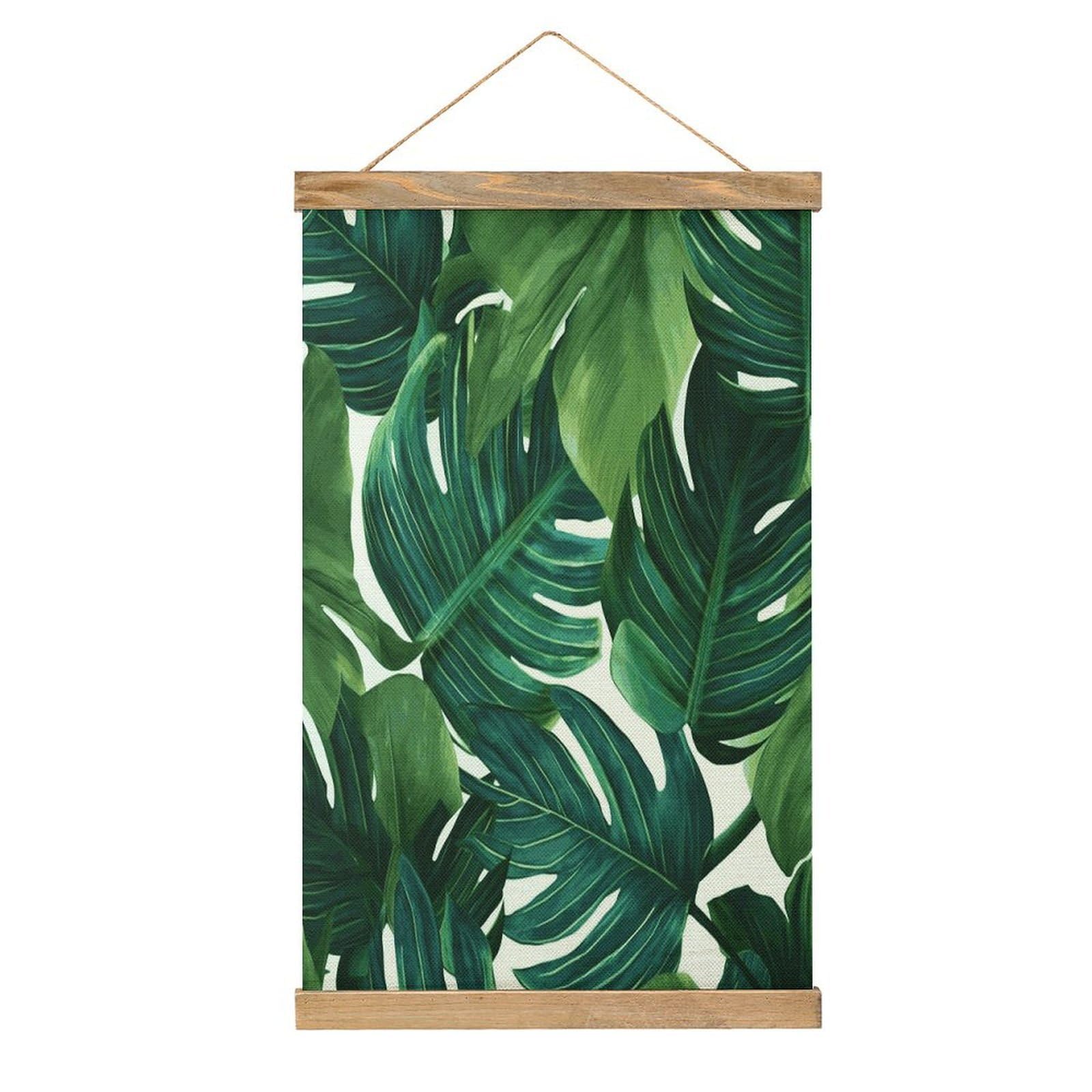 JTREHY Banana Leaves Linen Hanging Painting Vintage Poster Wall Art Prints Personality Style Wall Hanging Poster for Living Room Office Bedroom Decor Frame 13.2 X 20.47 Inch
