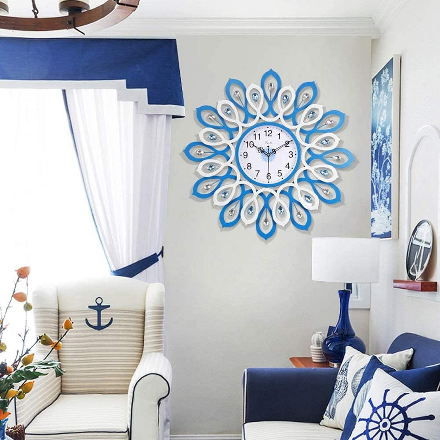 Horloge murale paon créative au design européen pour décoration de salon et chambre élégante