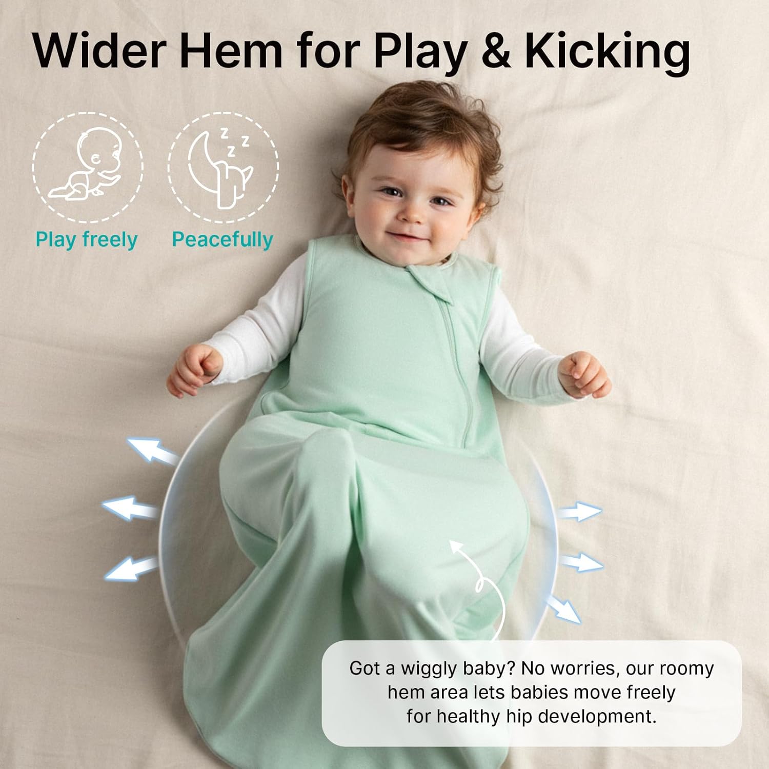 Supersoft Rayon Made from Bamboo Sleep Sack 3-6 Months Newborn Sleep Sack 0-3 Months 1.0 Tog Baby Wearable Blanket with 2-Way Zipper Unisex Sleeping Bag for Babies All-year-around - Green