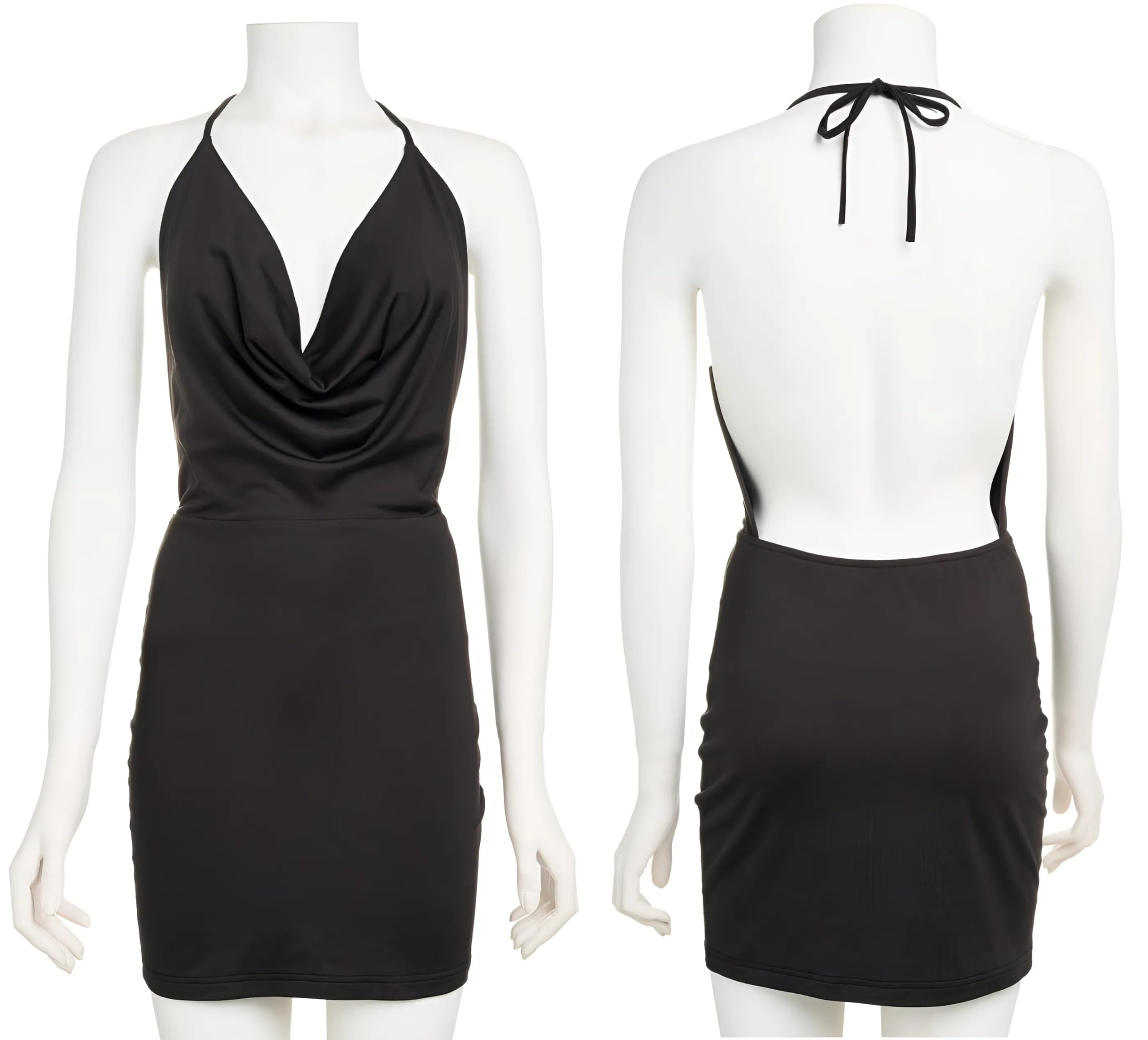 Vestito Sexy Donna Nero Mini Abito Elegante Estivo Vestito Corto da Sera Senza Maniche Miniabito Aderente Estate Casual Discoteca Cocktail AM086