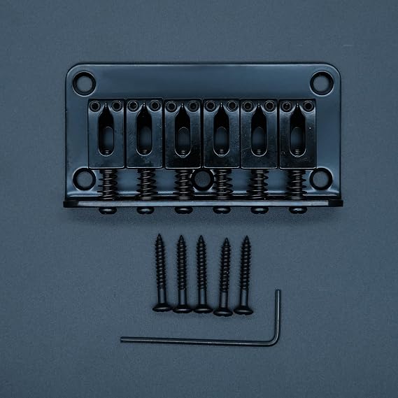 78mm Fixed Hardtail Bridge for 6 String Fender Strat Tele Electric Guitar (Black)