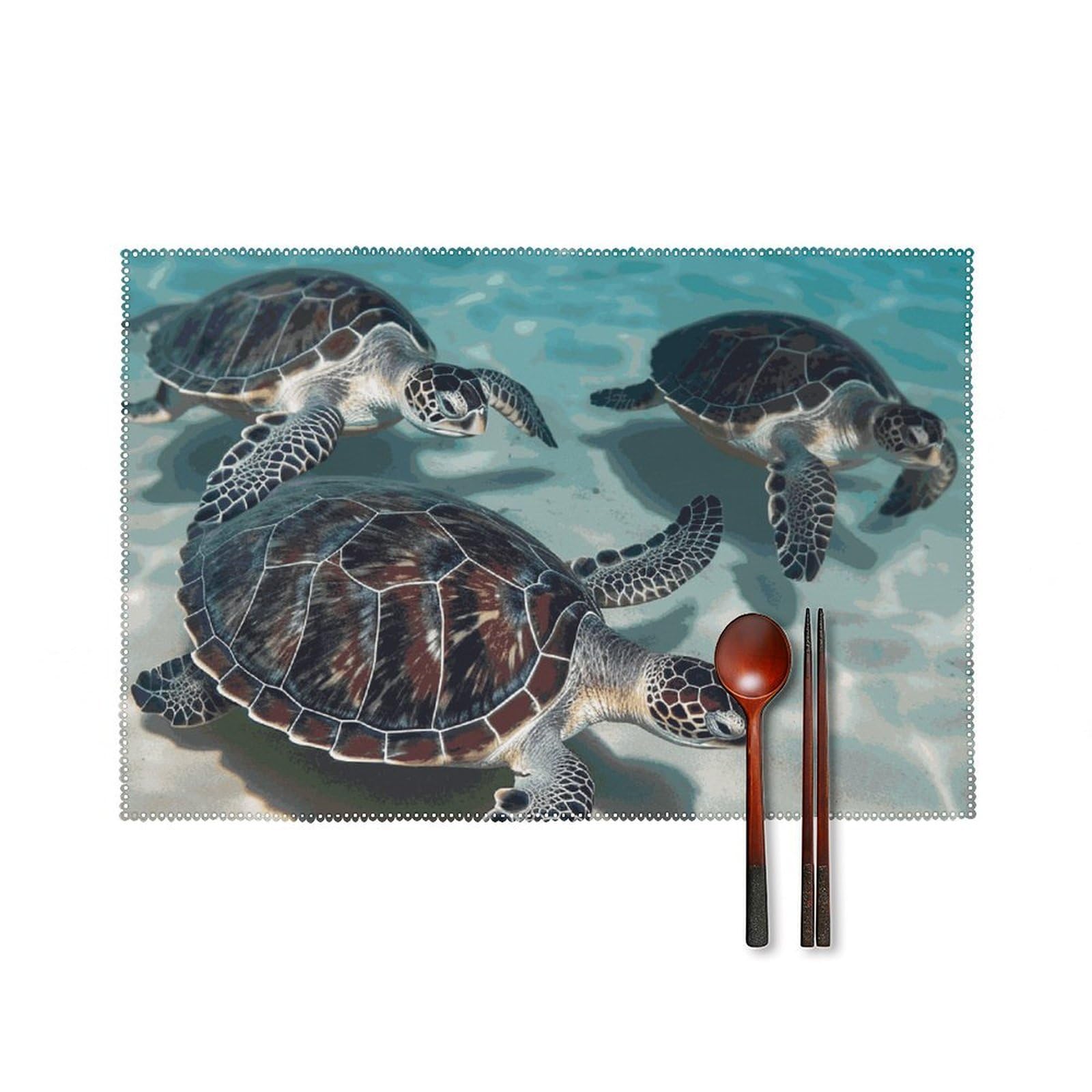 Sea Turtles Placemats Washable Not Fade Placemats Practical Heat Resistant Place Mats for Outdoor Patio Table Mats Kitchen Dining Party Decoration