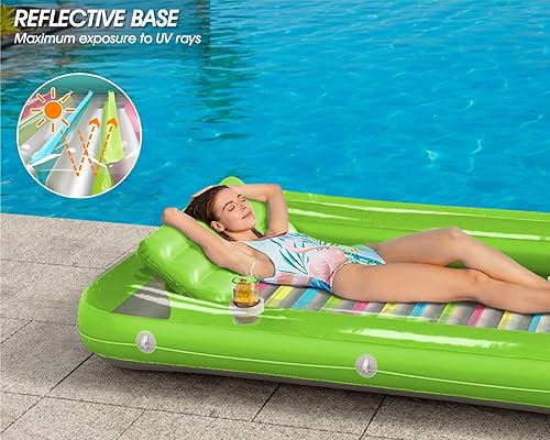 Miniatura 3 de Jasonwell - Flotador inflable para piscina, 4 en 1, almohadilla de bronceado para adultos, relajarse en la piscina, flotador lleno de juguetes de