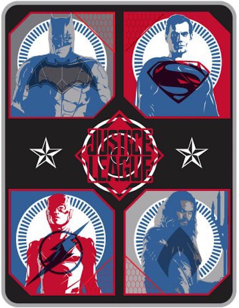 DC Justice League 'Team Assembled' Blanket Plush Bedding Throw - 46" x 60"
