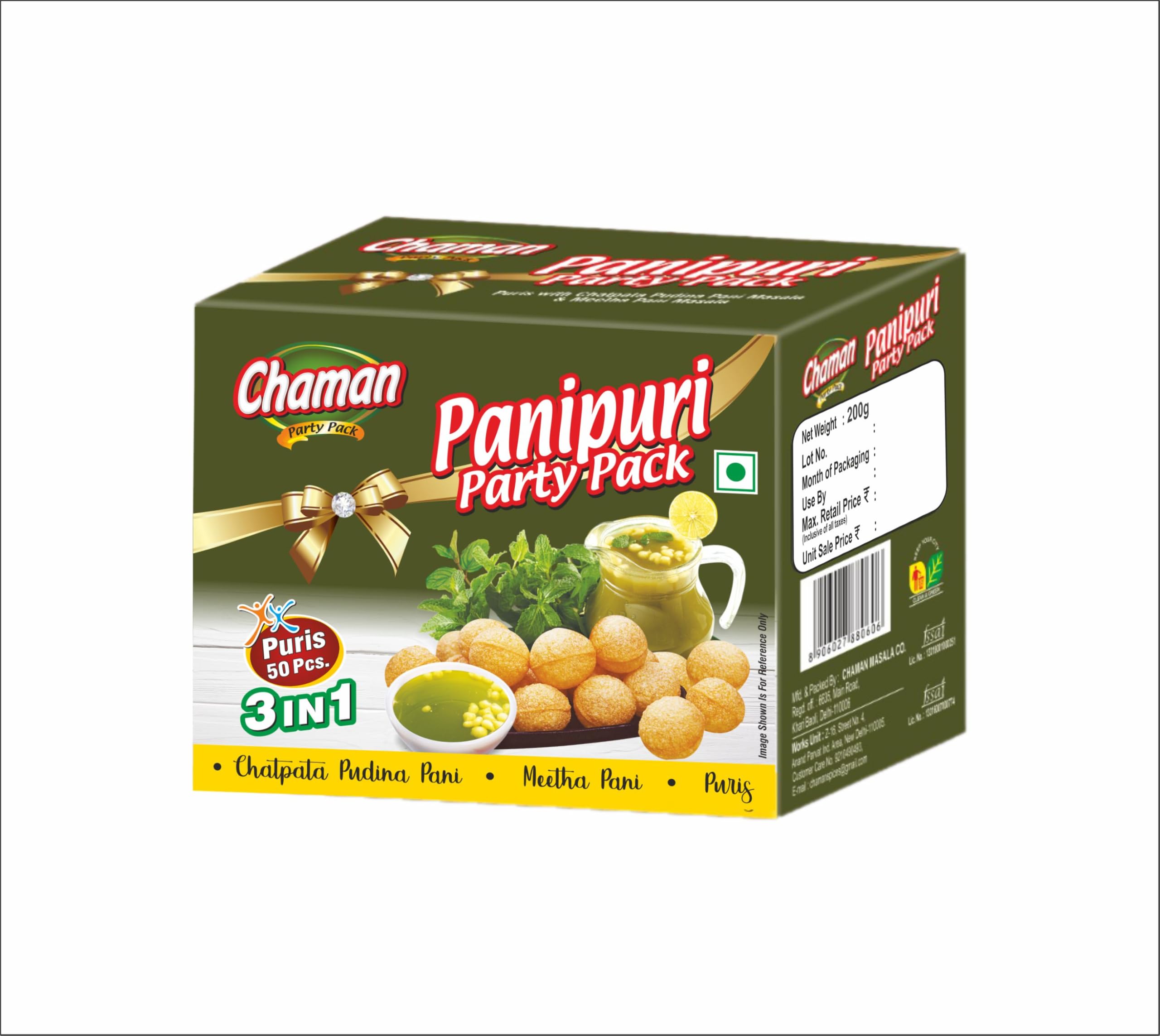 Chaman Pani Puri Golgappe Puchka Party kit with 2 Flavours of Pani 170g