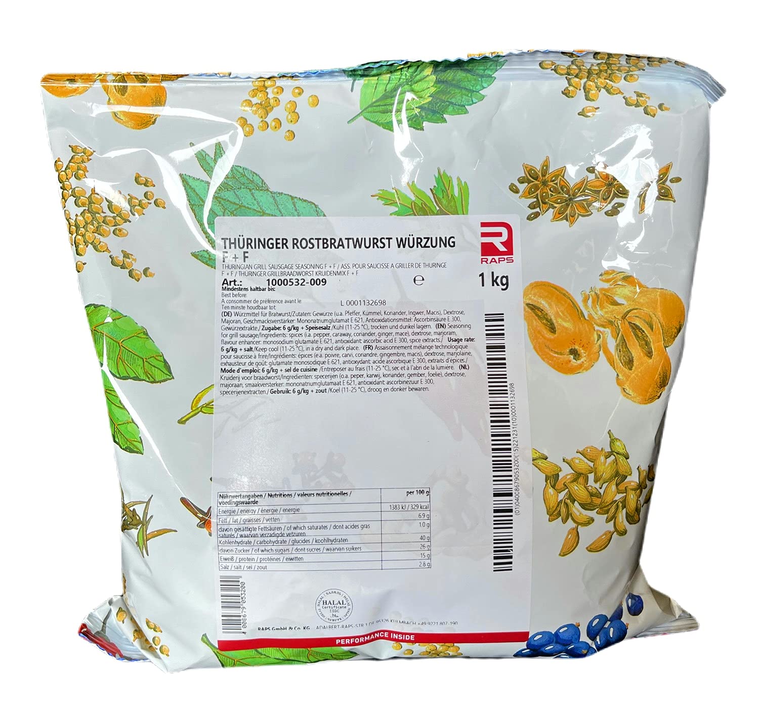 Raps Thüringer Rostbratwurst – mieszanka przypraw dla kiełbasy / kiełbaski rdzy – 1 kg