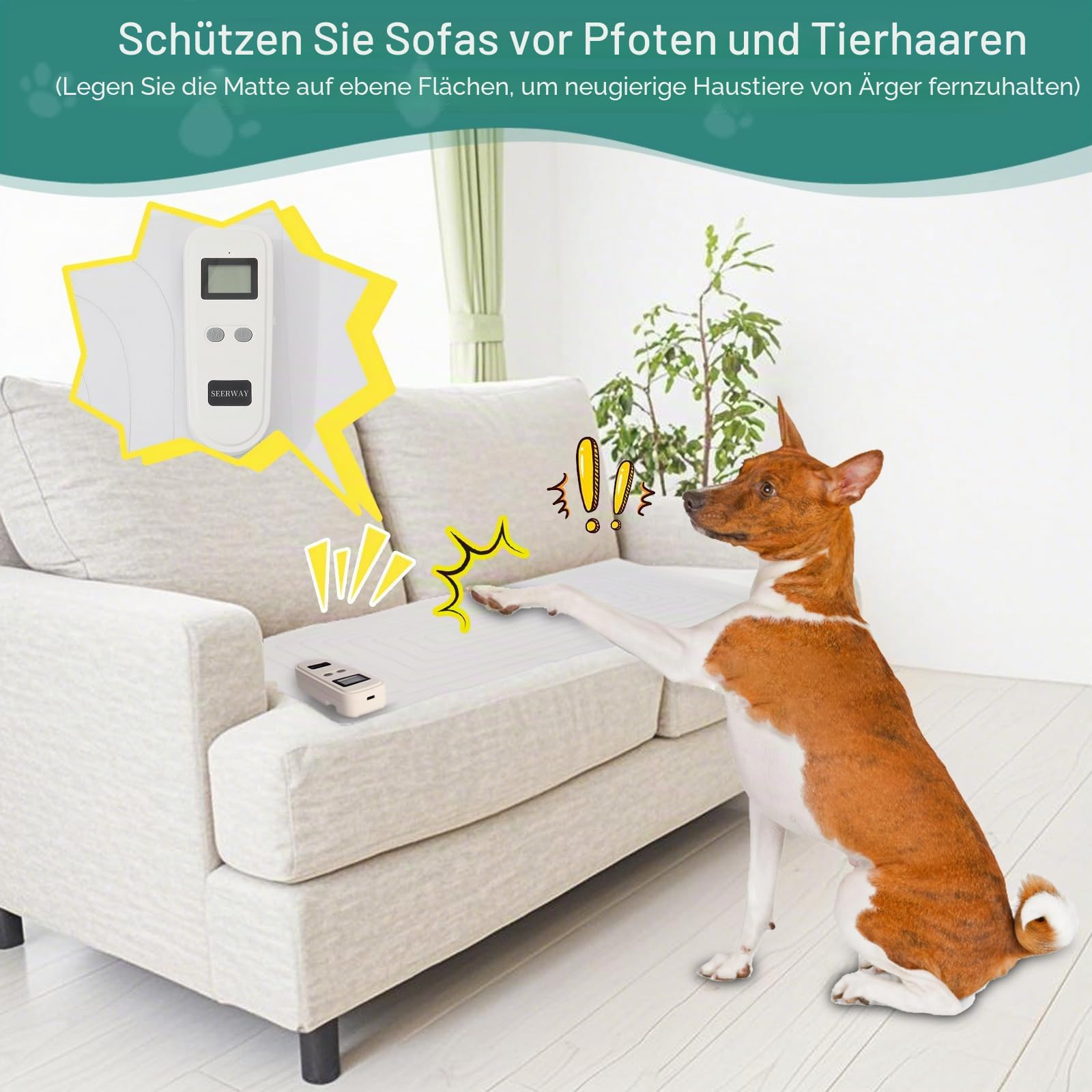 2 Stück wiederaufladbare Haustier-Stoßmatte, Scat-Matte für Hunde und Katzen mit 3 Modi, elektrische Trainingspad hält Haustiere von Couch, Sofa, Bett, Arbeitsplatte fern