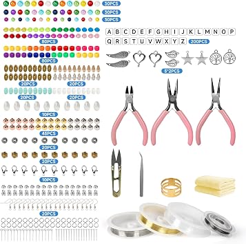 Hotoolme Jewellery making set Bracelet set with jewellery pliers bead wire for repairing jewellery necklace earrings gift for beginners and creatives
