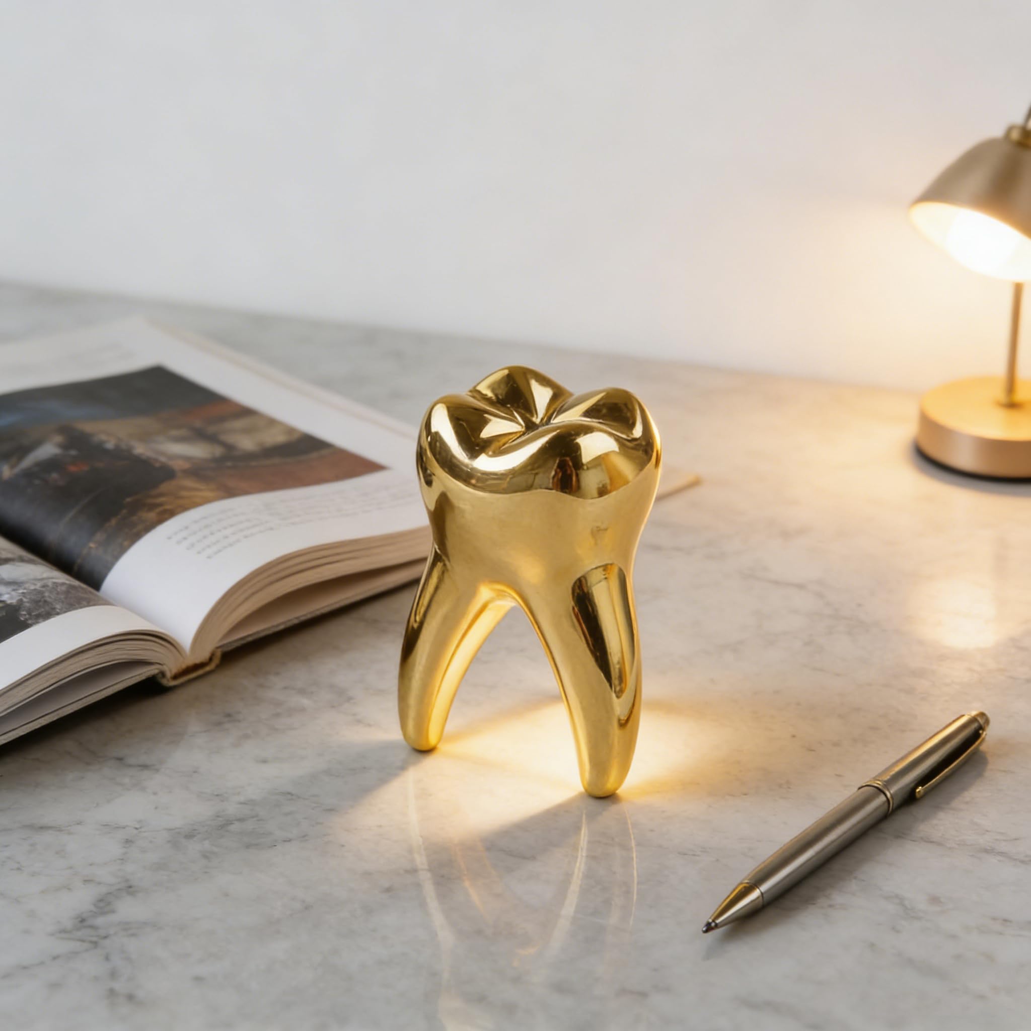 Dental Dekorationen für Büro Zahn Modell Geschenk für Display Dekoration Klinik Desktops Dental Student Geschenk, Golden