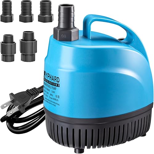 LYPHARD AQUARIUMS Bomba de agua sumergible de 125 W, 1110 GPH de alta elevación 12.8 pies bombas de acuario para pecera, estanque, fuente,