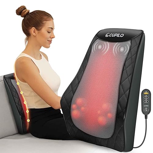 CuPiLo Back and Neck Massager, FSA HSA Eligible Massager for Pain Relief Deep Tissue, Heated Massage with Vibration, Massage Pillow for Neck, Back, Shoulder, Leg, Gifts for Men Women