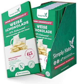 Simply Keto | Zuckerreduzierte Weiße Lower Carb* Schokolade - Schokolade ohne Zuckerzusatz - Gesüßt mit Erythrit statt Zucker – 65% weniger Zucker - Glutenfrei, 12 x 100g