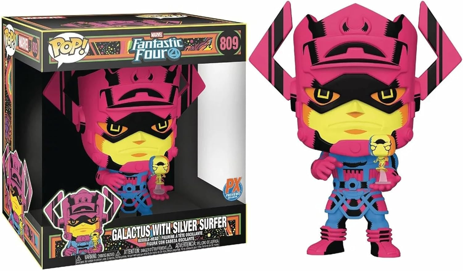 Marvel Jumbo Funko POP | Galactus with Silver Surfer (Black Light Version)