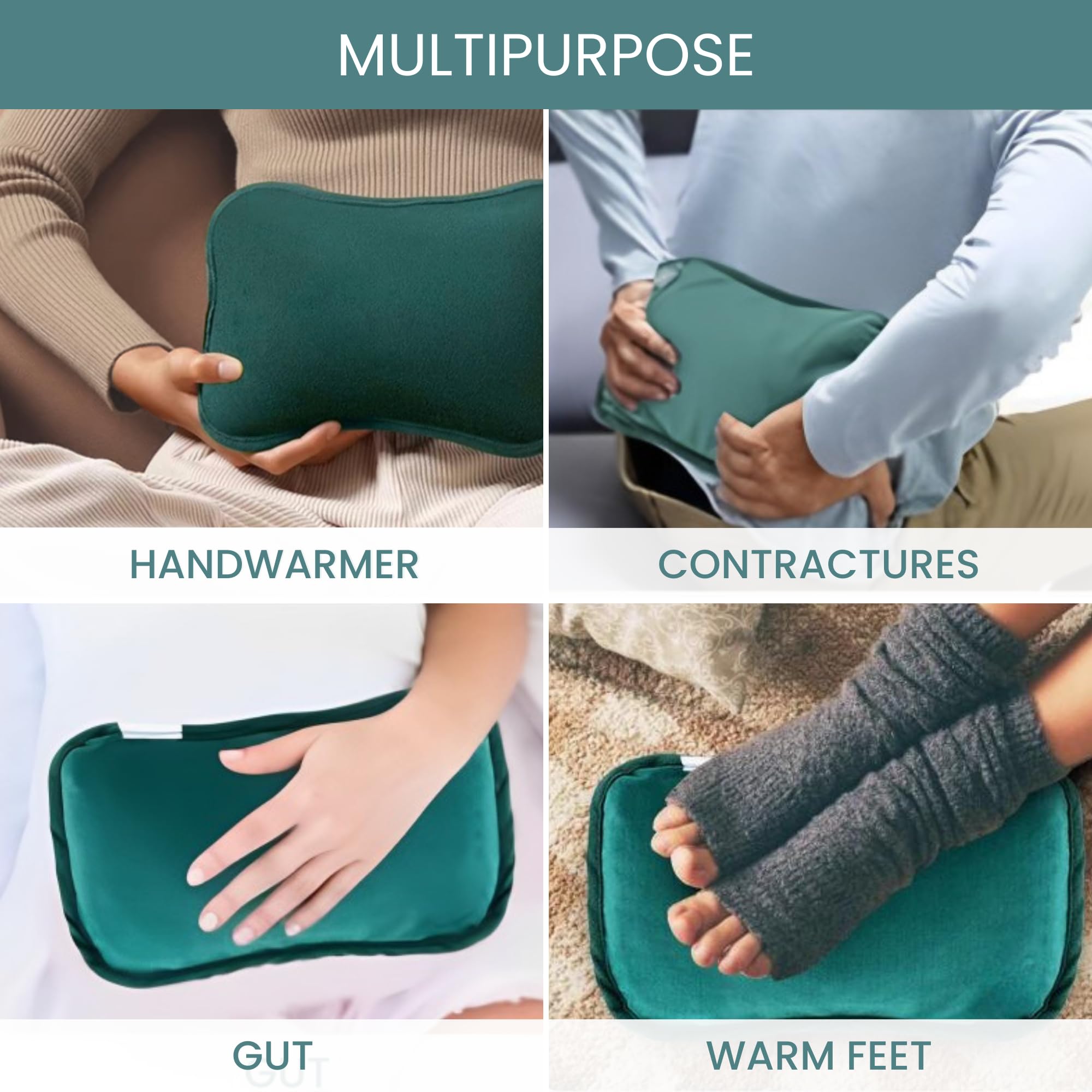 2x 𝗕𝗼𝗿𝘀𝗮 𝗱𝗲𝗹𝗹'𝗮𝗰𝗾𝘂𝗮 𝗖𝗮𝗹𝗱𝗮 𝗘𝗹𝗲𝘁𝘁𝗿𝗶𝗰𝗮. Bottiglia di Calore Termica per Schiena, Lombare, Pancia, Mani. Borsa Scaldaletto Portatile con Controllo della Temperatura.