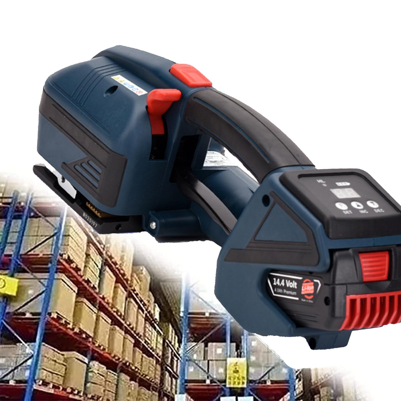 RayGenius Reggiatrici Automatiche Elettriche, Reggiatrici Manuali, Reggette Pet/Pte da 13-19 Mm, Reggiatrici Elettriche per Imballaggi Fissi,2Battery