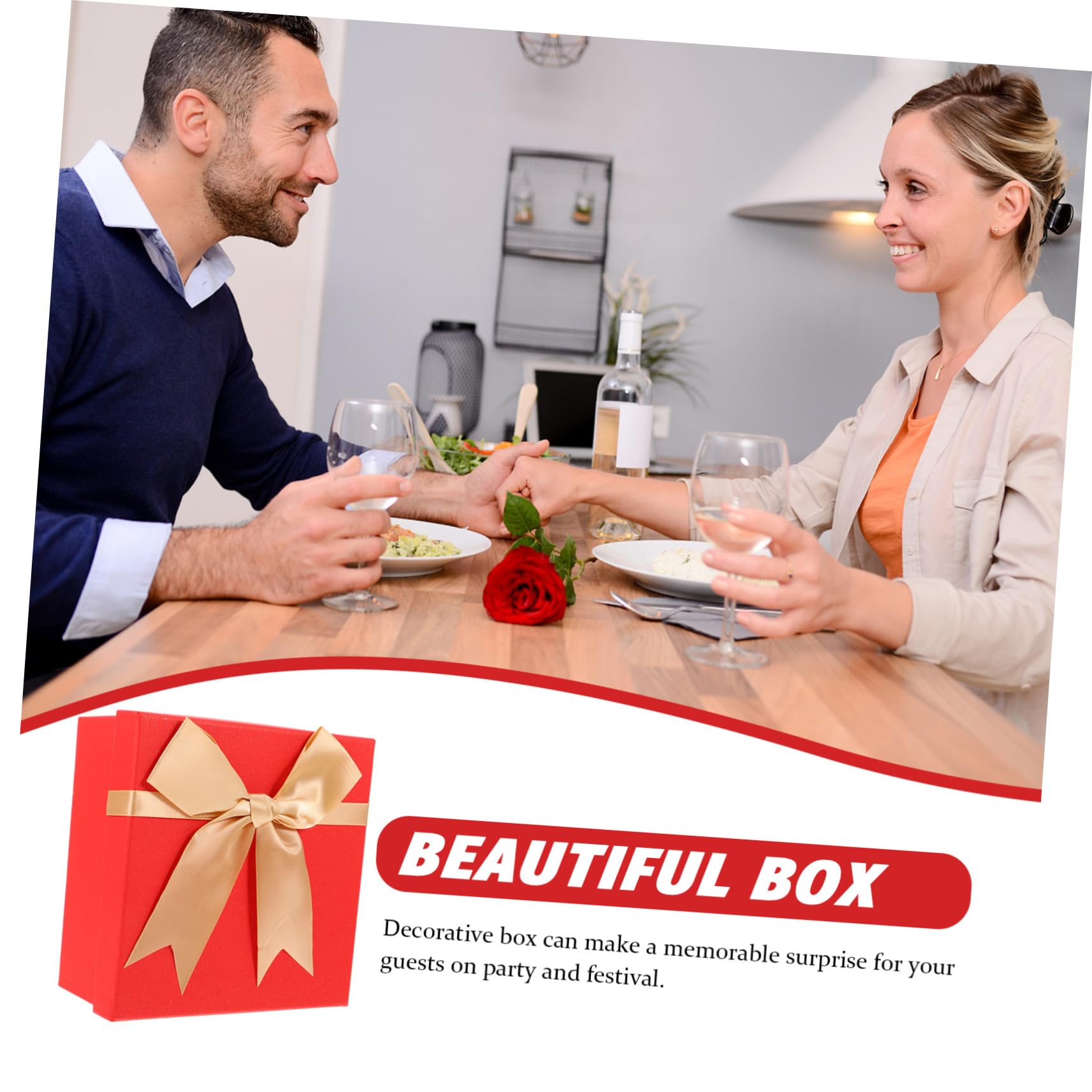 Healvian 5 Stück Geschenkkarton Rot Dekorative Verpackungsbox für Hochzeiten Partys und Besondere Anlässe Langlebig mit Schönem Schleifen Design für Gastgeschenke und Überraschungen