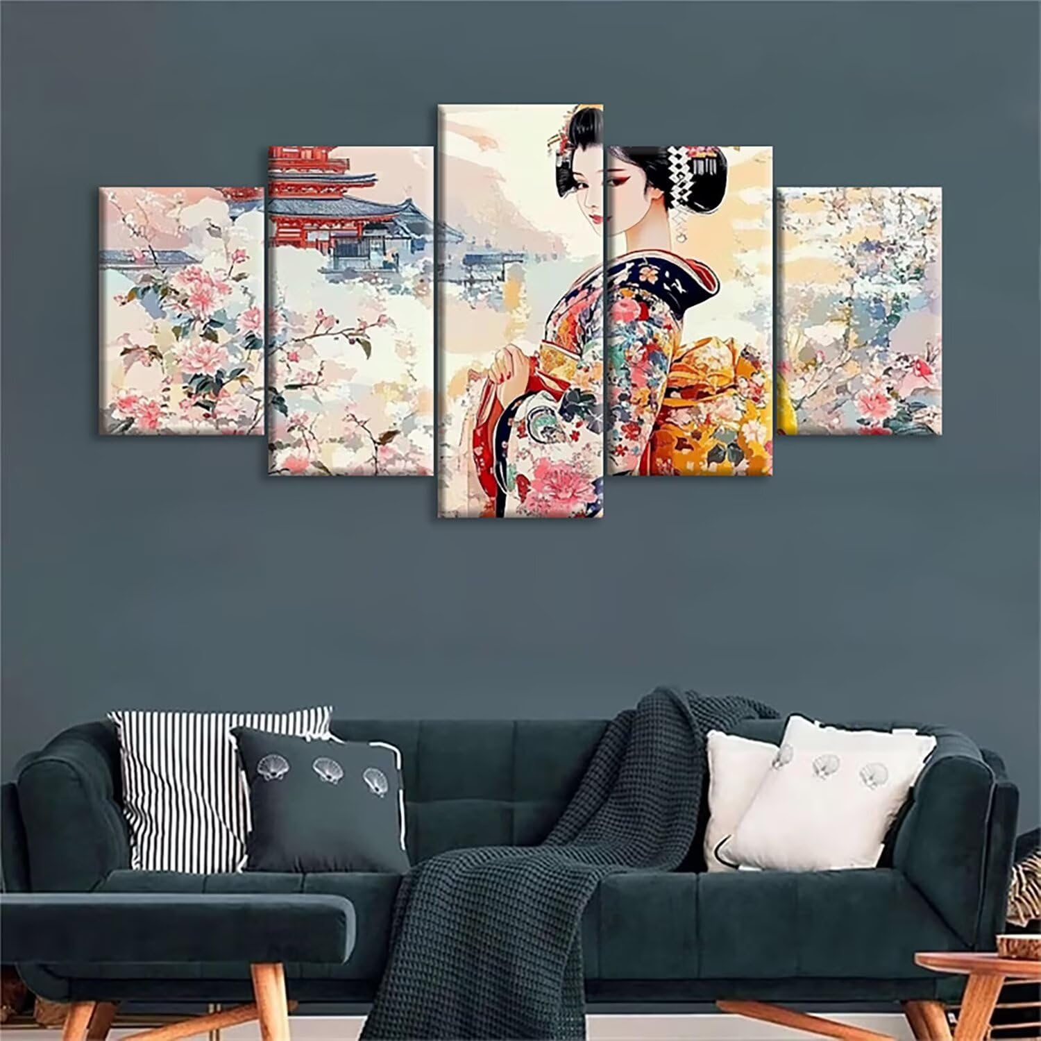 Duże 5-częściowe zestawy artystyczne z diamentami dla dorosłych 150 x 90 cm, diamentowy obraz 5D, Japonia, DIY, oszałamiające obrazy kryształów, wieloczęściowy haft krzyżykowy do dekoracji ścian domu