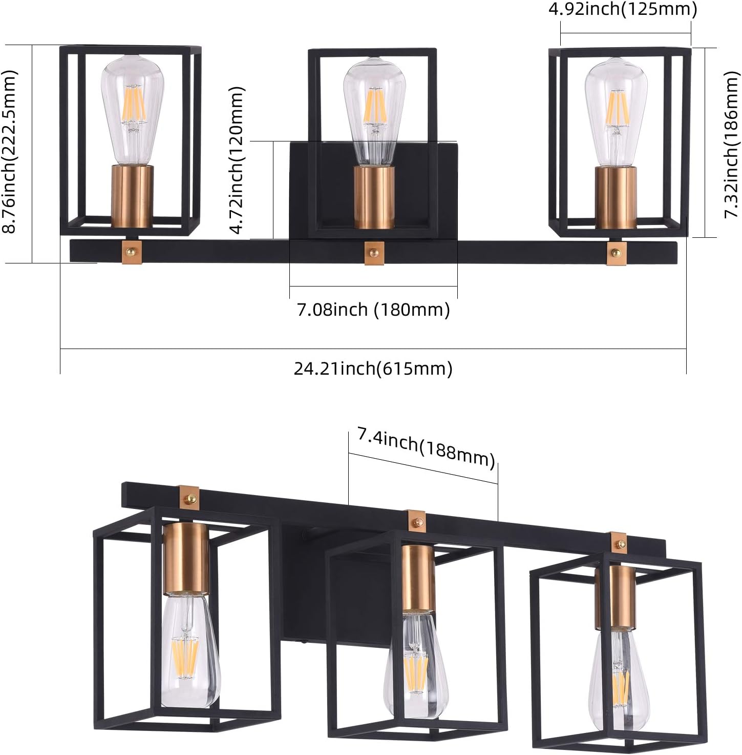 50% оƒƒ Dіѕсоunt Modern Industrial Bathroom Vanity Light Fixtures 3 Lights Liwuu Black and Antique Brass Gold Metal Cage Farmhouse Rustic Wall Sconce Lighting Bath Vintage Vanity Lights Bar Over Mirror